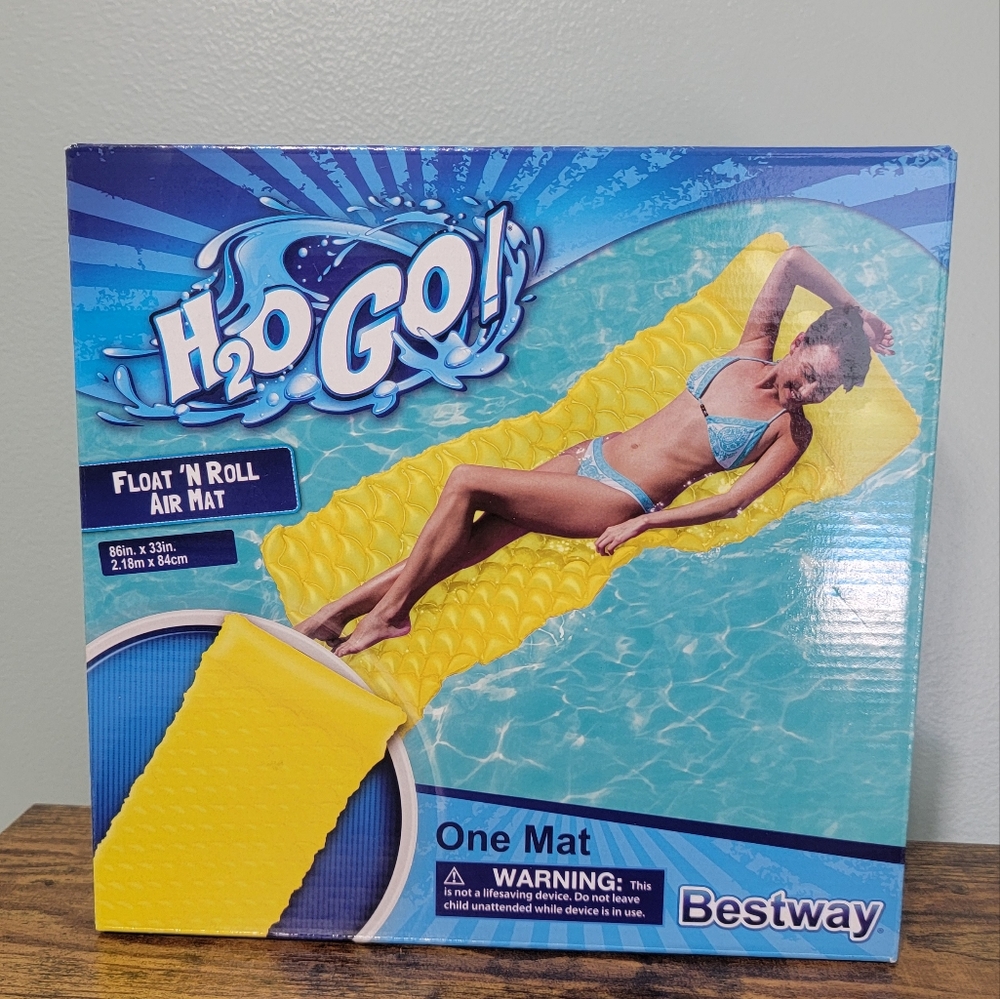 New Yellow Pool Mat 6ft Swim Float Raft H2O Go! Beach Relax Lounger Float‎ Tan